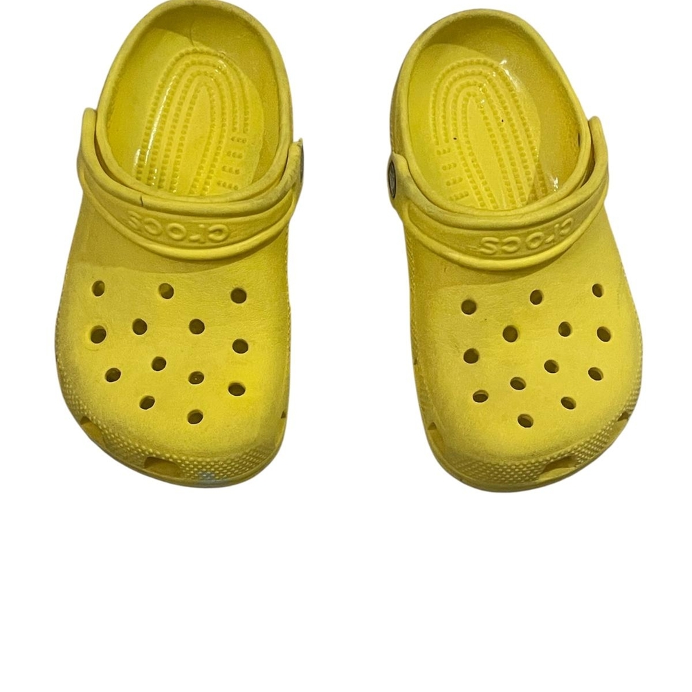 CROCS Yellow Slippers with Perforated Design